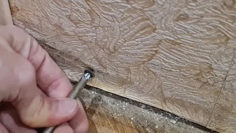 Screwdriver lying on a wooden floor. Stock Footage 286006079
