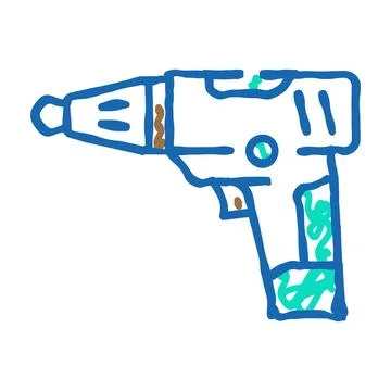 Screwdriver machine icon doodle illustration Illustrazione stock