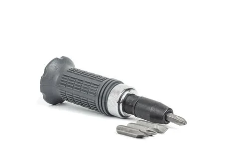 Screwdriver with multiple head sets Stock Photos