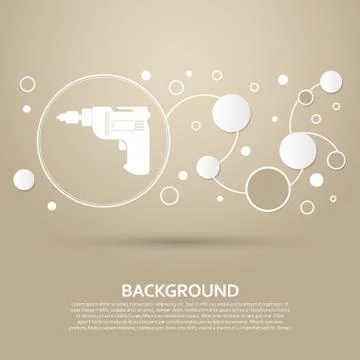 Screwdriver, power drill icon on a brown background with elegant style and mo Ilustração Stock