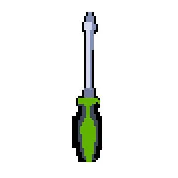 Screwdriver screwdriver pixel art vector illustration Stock Illustration