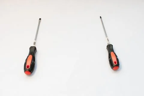 Screwdriver. Screwdriver on a white background. Screwdriver with orange handl Stock-Fotos