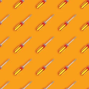 Screwdriver seamless pattern with shadows. Professional toolkit. Woork tools Stock Illustration
