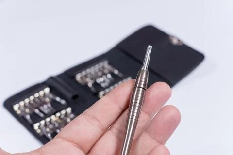 Screwdriver set in the hand Stock Photos