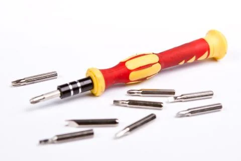 Screwdriver with set of nozzles Stock Photos
