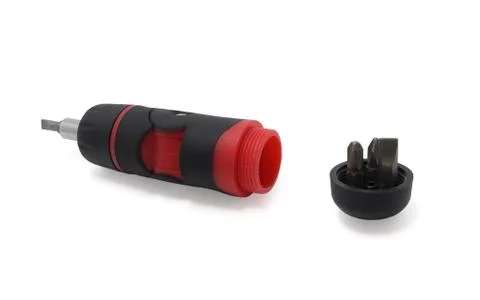 Screwdriver with set of nozzles Stock Photos