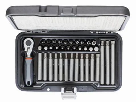 Screwdriver set with ratchet Stock Photos