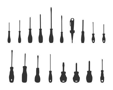 Screwdriver silhouettes, Screwdrivers vector Stock Illustration