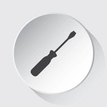 Screwdriver - simple gray icon on white button Stock Illustration