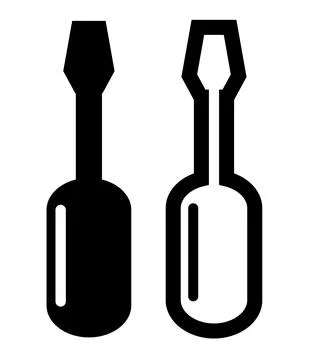 Screwdriver, simple set vector icon, silhouette and outline Stock Illustration