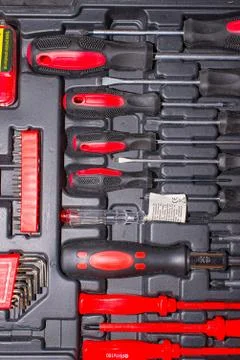 Screwdriver in a tool box Stock Photos