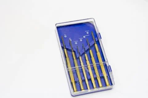 Screwdriver tool box set of blue box Stock Photos