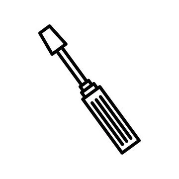 Screwdriver tool flat icon. Pictogram for web. Line stroke. Isolated on white Stock Illustration