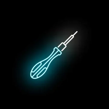 Screwdriver tool glowing neon blue light icon Ilustración de archivo