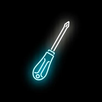 Screwdriver tool glowing neon icon for repair service Stock Illustration