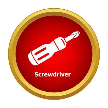 Screwdriver tool icon red button concept 스톡 일러스트