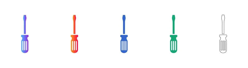 Screwdriver Tool Icon Set Stock Illustration