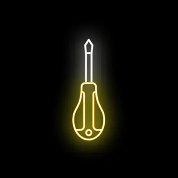 Screwdriver tool neon glow icon for repair Stock Illustration