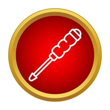Screwdriver tool outline icon on a red button Stock Illustration