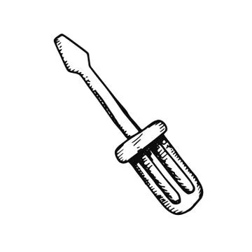 Screwdriver tool. small sketch isolated on white background Stock Illustration