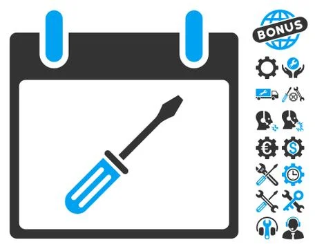 Screwdriver Tuning Calendar Day Vector Icon With Bonus イラスト素材