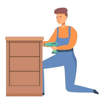 Screwdriver using carpenter icon cartoon vector. Interior craft Stock Illustration