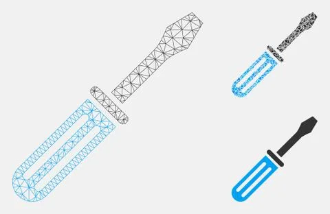 Screwdriver Vector Mesh Network Model and Triangle Mosaic Icon Stock Illustration