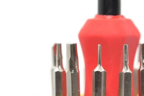 Screwdriver on white background. macro Stock Photos