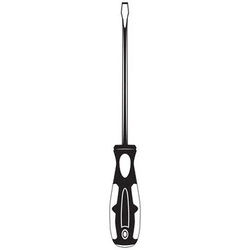 Screwdriver work tool black silhouette. Electrician repairman instrument vector Stock Illustration