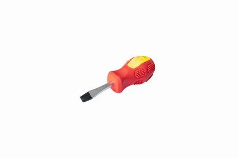 A screwdriver. A working tool. Flat screwdriver on a white background. Repa.. Stock Photos