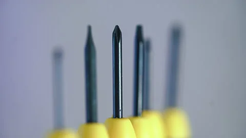 Screwdrivers Close up shot, shallow depth of field. Stock Footage 169979178