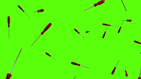 Screwdrivers exploding over green screen. Nut drivers explosion Video stock 239124759