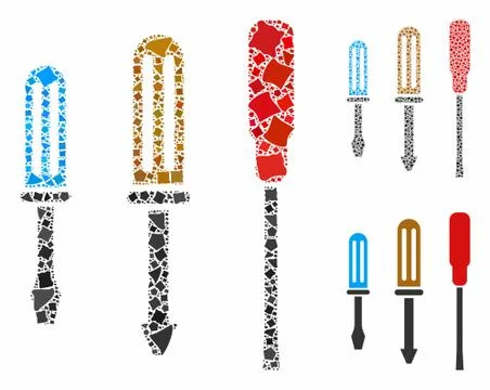 Screwdrivers Mosaic Icon of Bumpy Items Stock Illustration