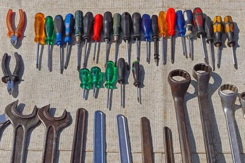 Screwdrivers tools collection Stock Photos