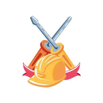 Screwdrivers tools with helmet secure Stock Illustration