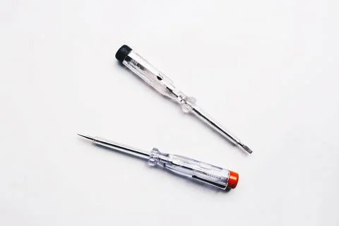 Screwdrivers on white background. Top view Stock Photos