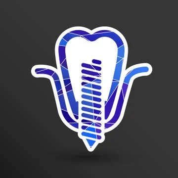 Screwed false tooth dental false symbol icon Stock Illustration