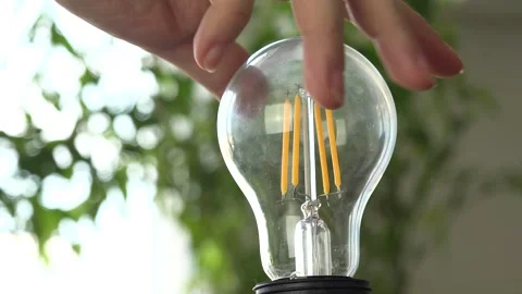 Screwing Bulb, Turn On the Light View, Turning the Light On a Led Bulb Stock Footage 332836178
