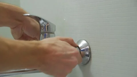 Screwing The Faucet Closeup Stock Footage 166151738