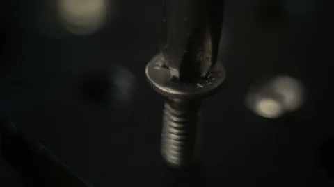 Screwing screw to iron panel, closeup 4K Stock Footage 86461963