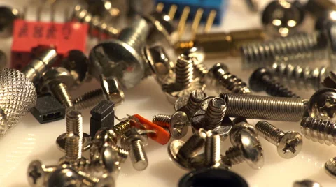 Screws and electronic components Stock Footage 58822124