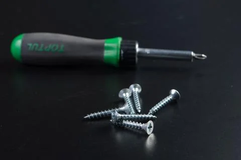 Screws and screwdriver Foto stock