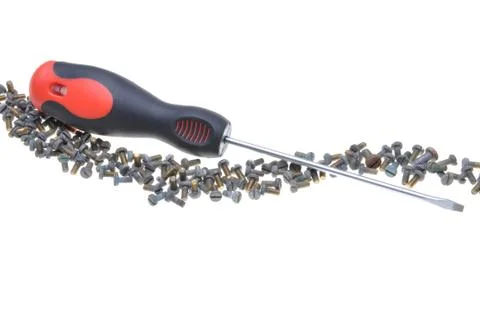 Screws and screwdriver Stock Photos