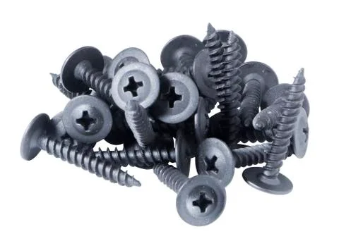 Screws, bunch, isolate on a white background, mounting bolts Foto stock