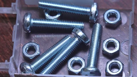 Screws close-up inside the box Stock Footage 153091721