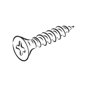 Screws, nails isolated on a white background. Vector illustration, metal scre Stock Illustration