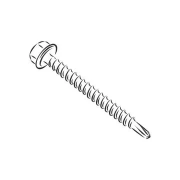 Screws, nails isolated on a white background. Vector illustration, metal scre Stock Illustration
