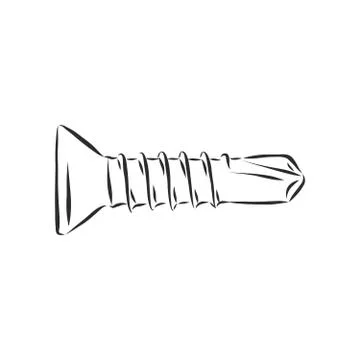 Screws, nails isolated on a white background. Vector illustration, metal scre Stock Illustration