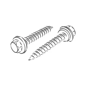 Screws, nails isolated on a white background. Vector illustration, metal scre Stock Illustration