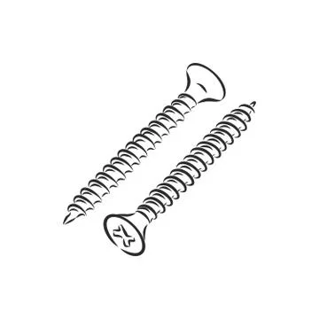 Screws, nails isolated on a white background. Vector illustration, metal scre Stock Illustration